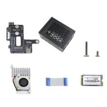 For Raspberry Pi 5 PCIe to M.2 NVMe HAT+Radiator+Case for 2242 2230 NVMe SSD Expansion Board 128GB SSD Kit