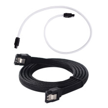2 Pcs 50CM 3.0 III SATA3 7Pin Data Cable 6Gb/S SSD Cables HDD Hard Disk Data Cord with Nylon Sleeved Premium Version, White & Black