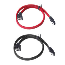 2 Pcs 50CM 3.0 III SATA3 7Pin Data Cable Right Angle 6Gb/S SSD Cables HDD Hard Disk Data Cord with Nylon Sleeved, Red & Black
