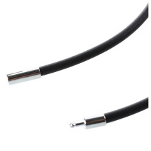5pcs 3mm Black Rubber Cord Necklace with Stainless Steel Closure - 24 Inch