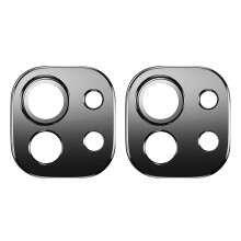 2X Black Back Camera Lens Screen Protector for 11 Aluminum Alloy Ring Film for Mi 11 Lens Cover Case
