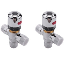 2X Solid Copper 3-Way Thermostatic Mixing Valve 3/4 Inch Solar Water Heater Valve Regulating Temperature Control Valve