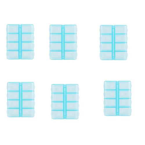6X Plastic Rectangle 8 Compartments 7 Days Medicine Pill Box