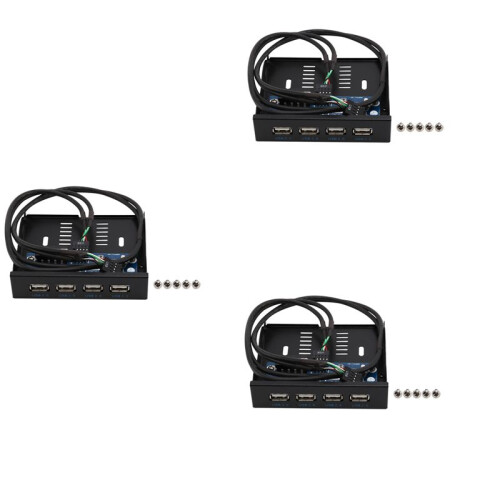 3pcs 3.5 Inch Floppy Bay 4  USB 2.0 Hub USB2.0 Front Panel Expansion Adapter Connector Bracket with 9Pin Cable