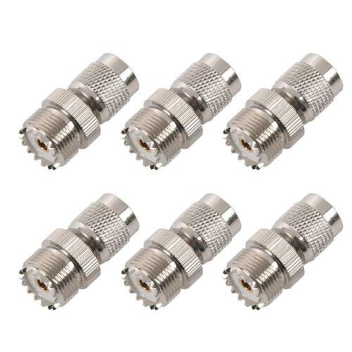 6X TNC Macho A PL259 UHF Conector Adaptador Hembra, Plateado