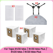 10 Piezas para Aspiradora Tapo RV30 Max /RV30 Max /RV20 Max /RV20 Max , Filtros, Paños de Fregona, Cepillos Laterales, Bolsas para Polvo