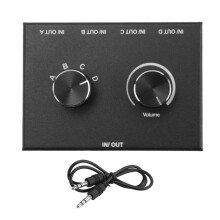 4 Port 3.5mm Stereo Audio Switcher Support 1 in 4 Out or 4 in 1 Out for PC Phone Laptop Headphone