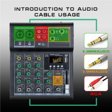 Professional Digital DJ Mixer Console 4 Channel Audio Mixer with USB Port Supports Connection Playback White