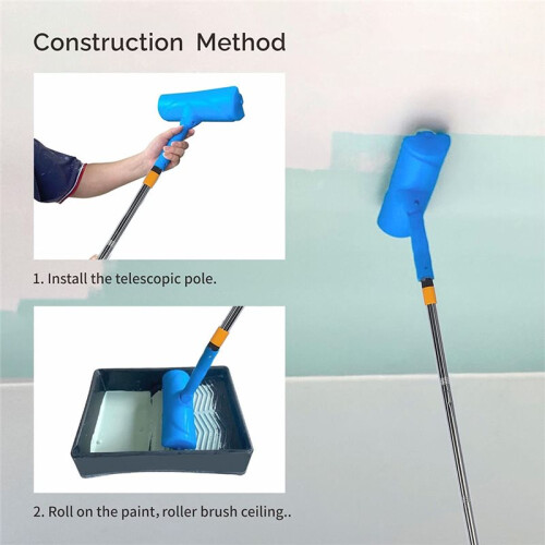 Adjustable 10 Inch Ceiling Paint Roller - Anti Splashing, Wide Application, Reusable 2