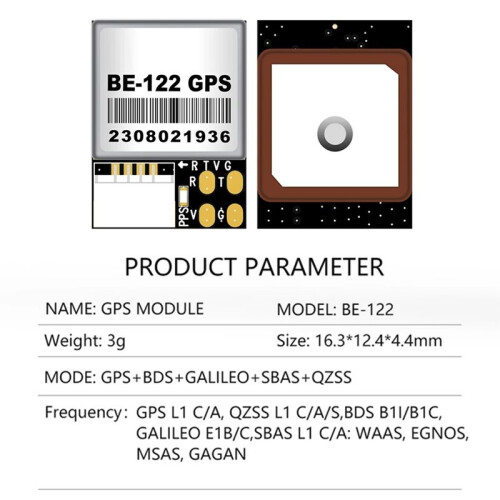 GPS Module BE-122 M10 GNSS GPS Antenna Receiver with Flash for Flight Controller FPV UAV PX4 PIX32 RC Drone 1