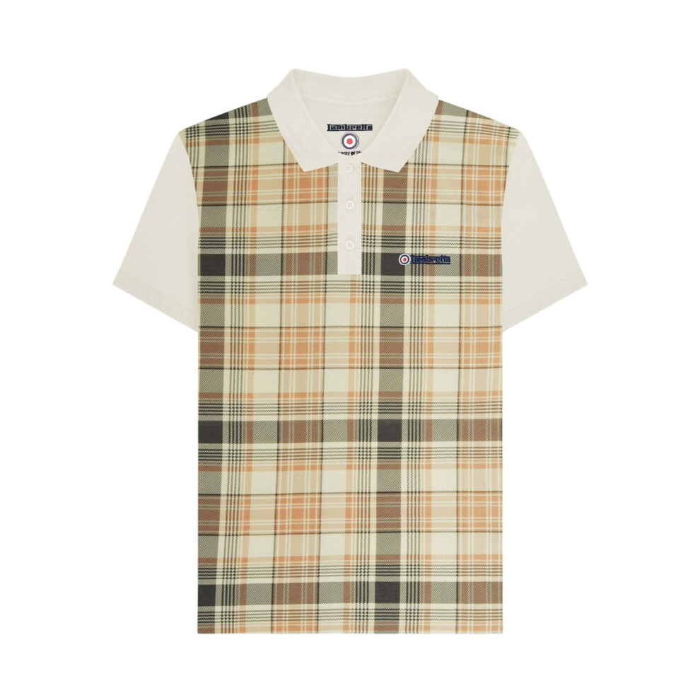 Lambretta (S, Tofu) Mens Classic Checked Polo Shirt Multicoloured