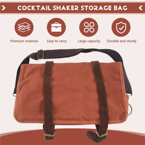 Bar Bartender Carrying Bag  Bartender Canvas Toolkit Pack Bar Tools Cocktail Shaker Set Storage Bag Only 2