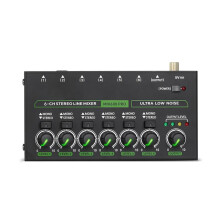 Audio Mixer 6 Channel Stereo Mixer DC5V Independent Microphone Control Mixer för Proffs Nybörjare (EU)