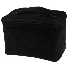 New Zipper Cosmetic Storage Make Bag Handle Train Case Purse-L black