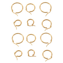 6 Pairs 15mm 20mm 25mm Stainless Steel Hoop Earrings Set Woman Gold
