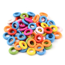 50 Pièces séries anneaux en bois de couleur mixte, cercles en bois non  pour serviette en macramé jouets de dentition pendentif connecteurs