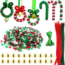 Kit D'Ornements de Perles de NoëL 1570 PièCes, Couronne Artisanale de FêTe, Canne en Bonbon pour Suspendre NoëL