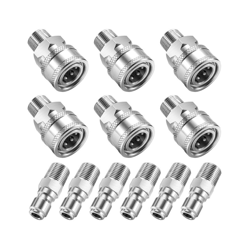 3/8" Pressure Washer Quick Connect Kit, Stainless Steel Power Washer Adapter Fittings, Male Npt Thread, 12 Pcs, 5000 Psi 4711587086436