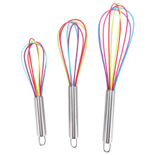Silicone Whisk,Hand Egg Beater Blender Mixer with Stainless Grip Handle for Baking, Cooking, Frothing- Set of 3