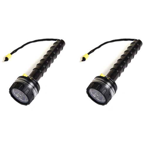2X Scuba Deep Diving Light Professional Powerful Flashlight Underwater Waterproof LED Diver Light,Black