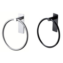 2 Pcs Towel Ring/Hand Towel Holder - Self Adhesive Round Towel Rack Hand Towel Bar for Bathroom, Silver & Black