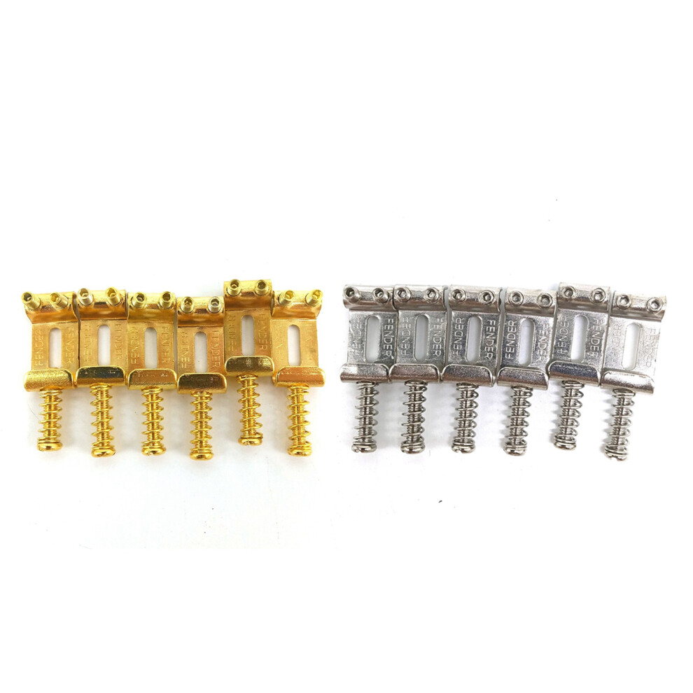 12 Roller Bridge Pull String Code Electric Guitar Saddle For Stratocaster Telecaster - 6Pcs Silver & 6Pcs Gold 6033720361049
