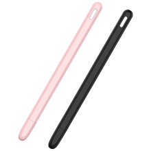 2Pcs Tablet Press Stylus Pen Protective Cover for Pencil 2 Cases Portable Soft Silicone Pencil Case - & Black