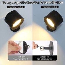USB Oplaadbare LED-Verlichting met Afstandsbediening 3 Kleurtemperaturen RGB 7 Kleurrijk 360 Draaibaar Magnetische Installatie A