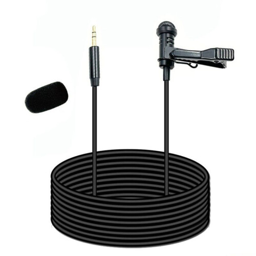Microfono Lavalier da 3,5 mm Microfono Lavalier Clip- Microfoni con Foro per Asola Esterna per Microfono per  1,5 M