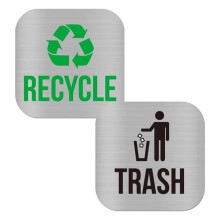 Recycling- und Müllmagnete, Recyclingaufkleber in Gebürstetem Silber für Mülleimer, Küchenbehälter, Recyclingbehälter, 2er-Pack