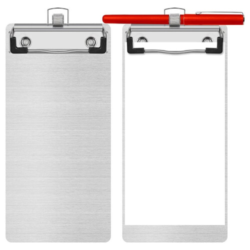 Prancheta de Metal de AlumíNio Com Suporte para Caneta  Prancheta de Bolso de AlumíNio de 4,1 X 8,4 Polegadas A5 para EscritóRio Escolar
