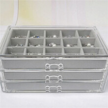 2X Three-Drawing Multi-Frame Acrylic Flannel Storage Box Jewelry Necklace Finishing Box Earrings Ring Display Stand Tray