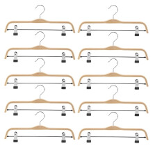 Confezione Da 10 Ganci nel Legno con Finitura Solida / Appendiabiti con Appendiabiti Rivestiti con Clip Antiruggine