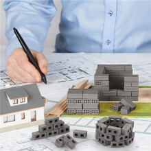 360-Pack Cinder Blocks 1/12 Skala Minitegelstenar Betong Miniatyrtegelstenar Tiny Landskapsarkitektur Dockhustillbehör