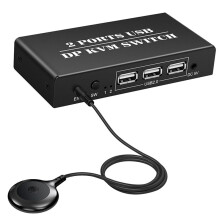 DP KVM  2 Port 8K@30Hz Displayport1.2  2 in 1 Out with 3 USB2.0 Port for 2 PC Laptop Share Keyboard Mouse
