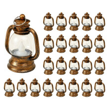 24Pcs Gold Electronic Candle Lantern Light Flameless LED Oil Lamp Candle Light Hanging Lantern Christmas Home Deco