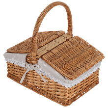 Natural Willow Picnic Basket with Lid Multi-Color Outdoor Use