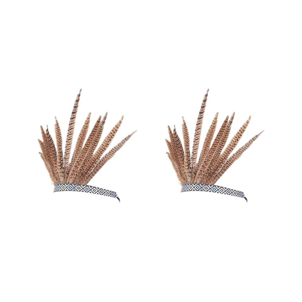 Unisex 2X Feather Hair Band Tiara Bohemian Indian Gypsy Dance Show Headband Accessories National Style