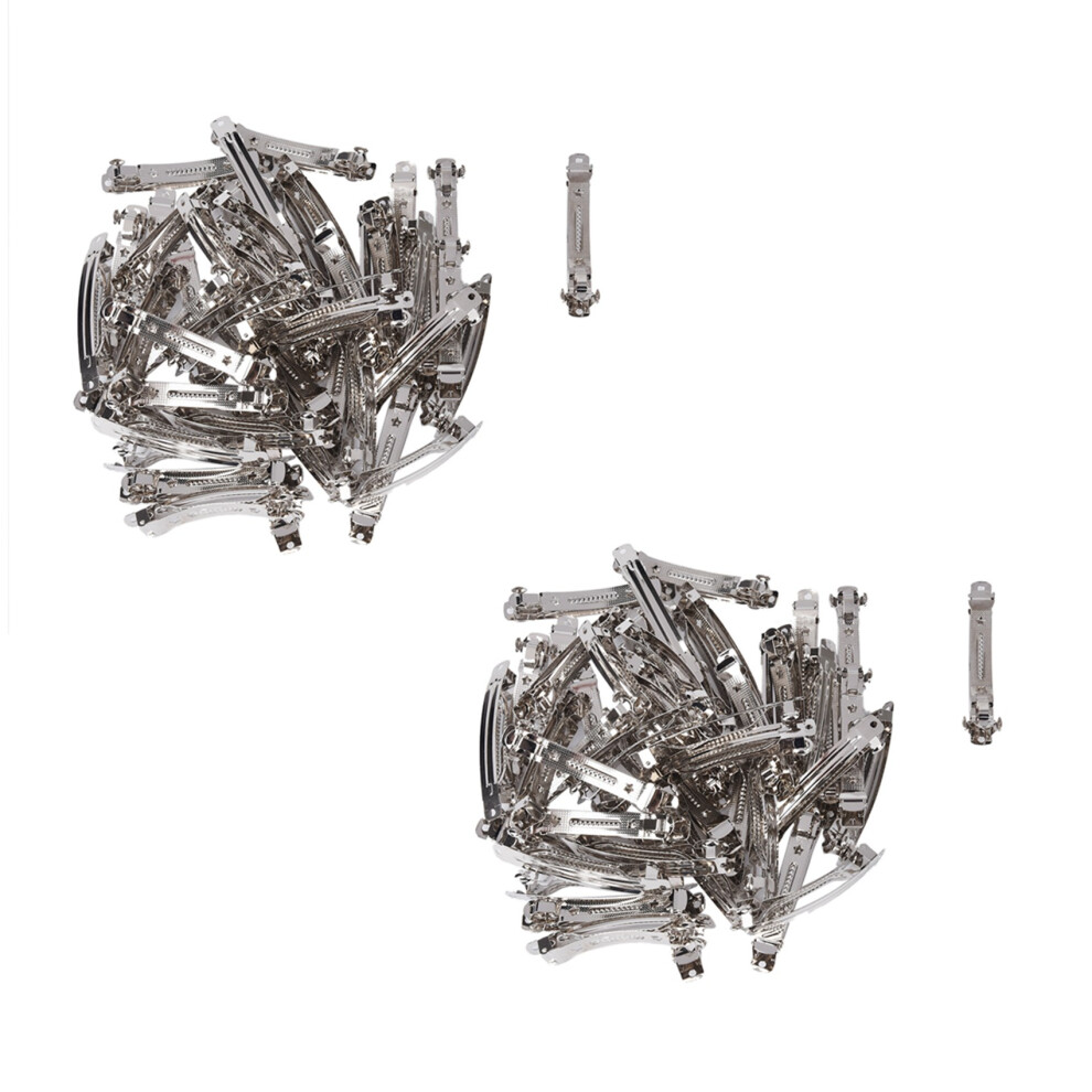 100 Pcs 80mm Metal French Clips Hair Bows Barrettes - Silver