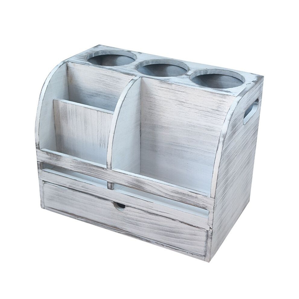 Rustic Wood Hair Dryer Holder for Bathroom Countertop, Vanity Box Bathroom Trays Cosmetic Organizer, Hair Tools Supplies