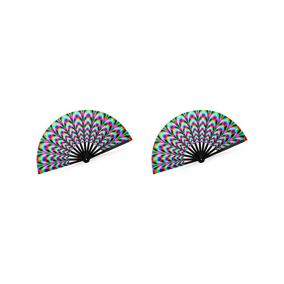 Unisex 2X Women Raves Fold Hand Fan Fluorescence Glow Party Club Prom Disco Freaky Pub Decorative Folding Fans