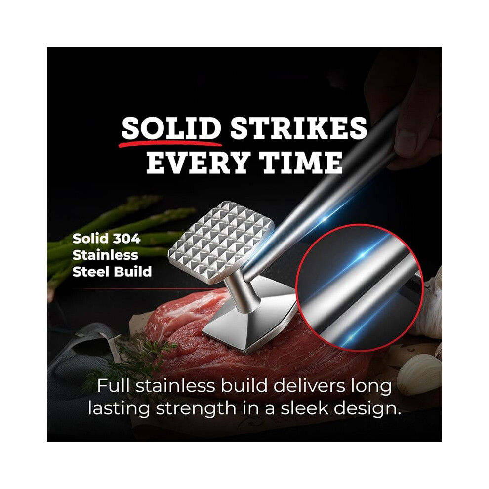 Meat Hammer 304 Stainless Steel Meat Tenderizer Tool, Kitchen Mallet For Cooking, Ice Cracking, Shellfish Prep 6032371690775