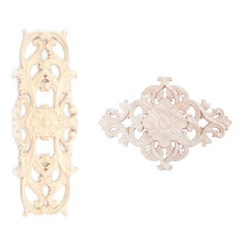2 Pcs Rubber Wood Carved Applique Retro Furniture Crafts Decor New 22.5X8Cm & 21X15Cm