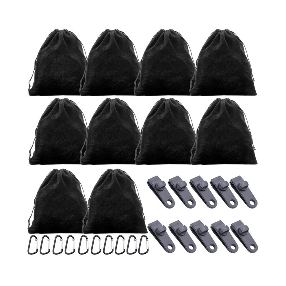 Portable Outdoor Gazebo Curtains Weight Bag with 10 Weight Pockets,10 Carabiners,10 Clips,for Gazebo Garden Beach Tent