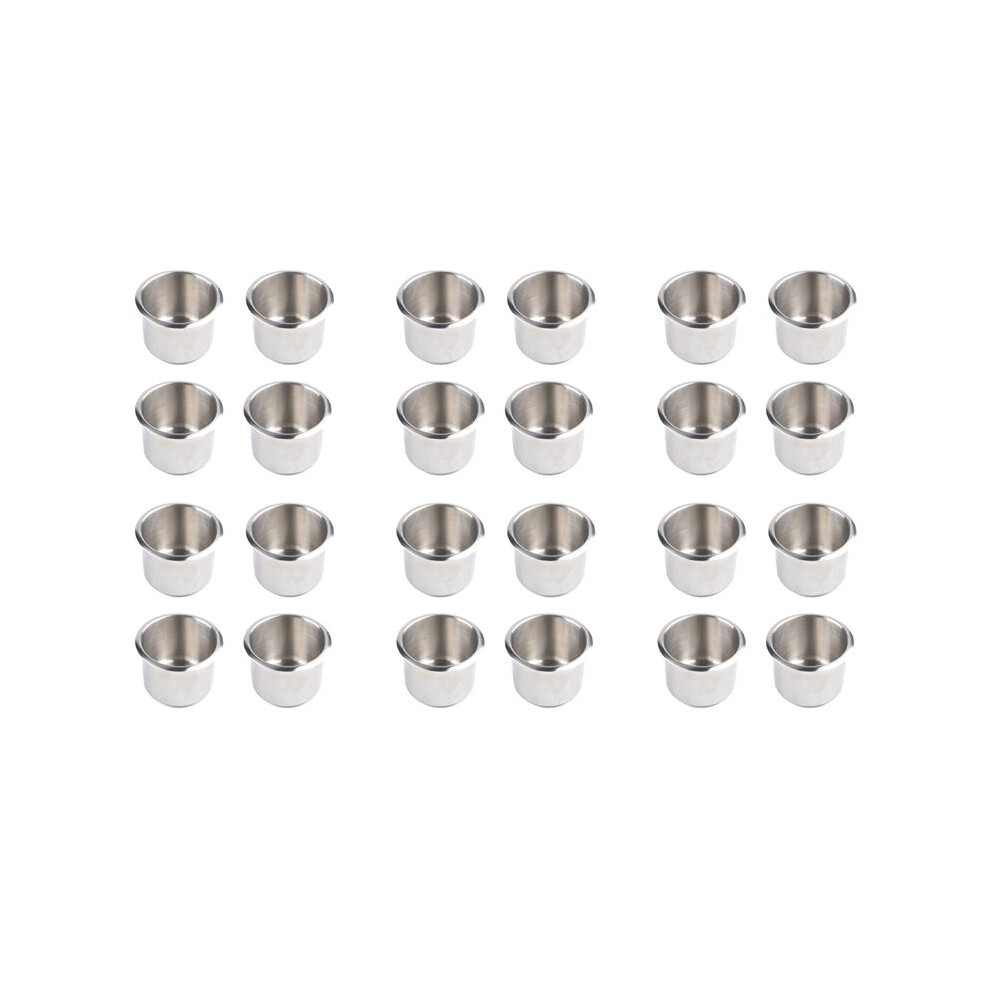 24Pcs Universal Marine Boat Cup Holder 68X55mm Stainless Steel Drop in Drink Cup Holder for Poker Table Couch