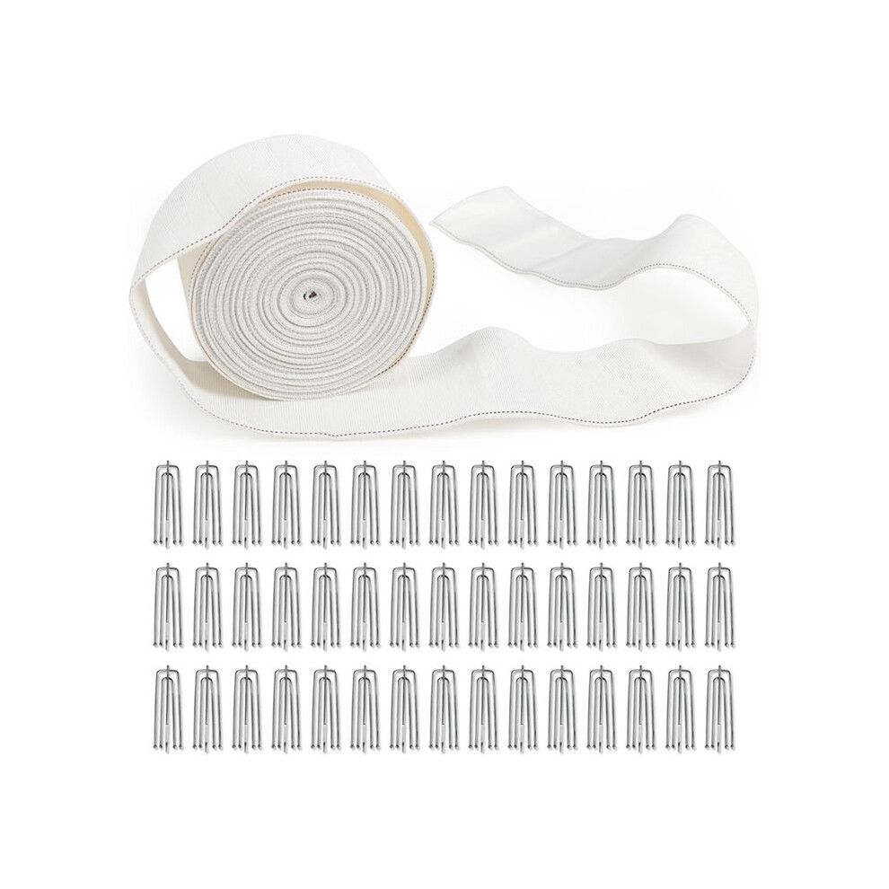 Unisex Curtain Pleat Tape, 10 Meters/11 Yards Pleater Tape For Curtains With 30 Pcs 4 Prongs Curtain Pleat Hooks For Drapes