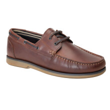 (5 UK, Burnt Brown) Base London Mens Stern Boat Shoes