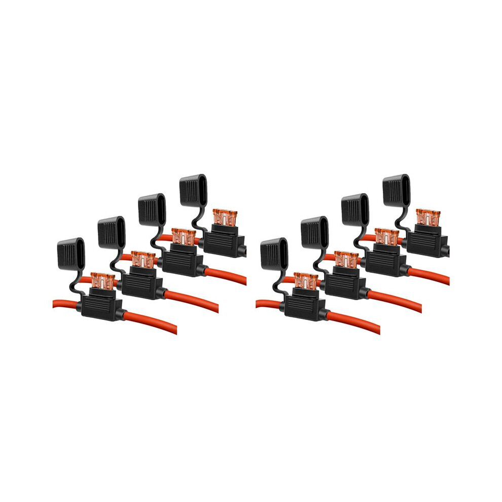 10 Gauge Fuse Holder - 10 Awg Inline Fuse Holder With 40 Amp Atc Blade Fuses (8Pack) Automotive Retrofit Fuse Holder Red 6031501815736