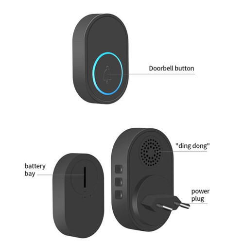 Sonnette Intelligente Sans Fil, Étanche, Bouton D'Urgence, Prise UE. 1