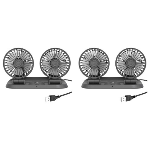 2X Car Fan Truck Strong Wind USB Interface Multi-Function Double-Headed Electric Fan